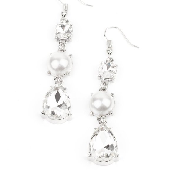 Unpredictable Shimmer White Earrings - Picture 2 of 2